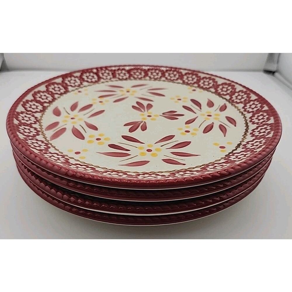 Temptations By Tara Old World Red Cranberry 8" Salad Plates Set of 4